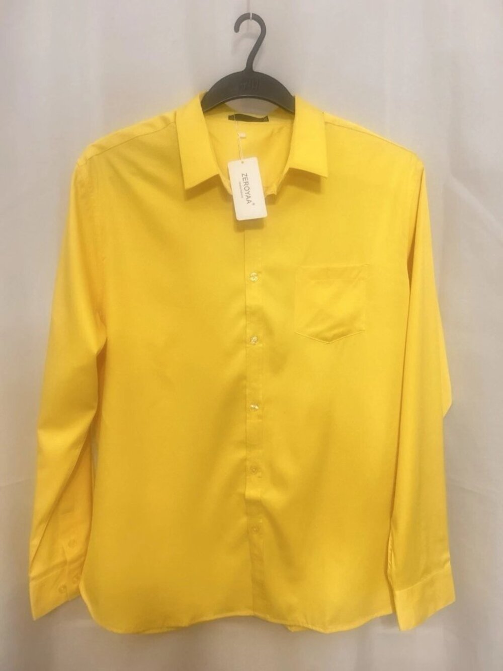 NWT Zeroyaa Mens 2XL Yellow Classic Button Up Long Sleeve Shirt